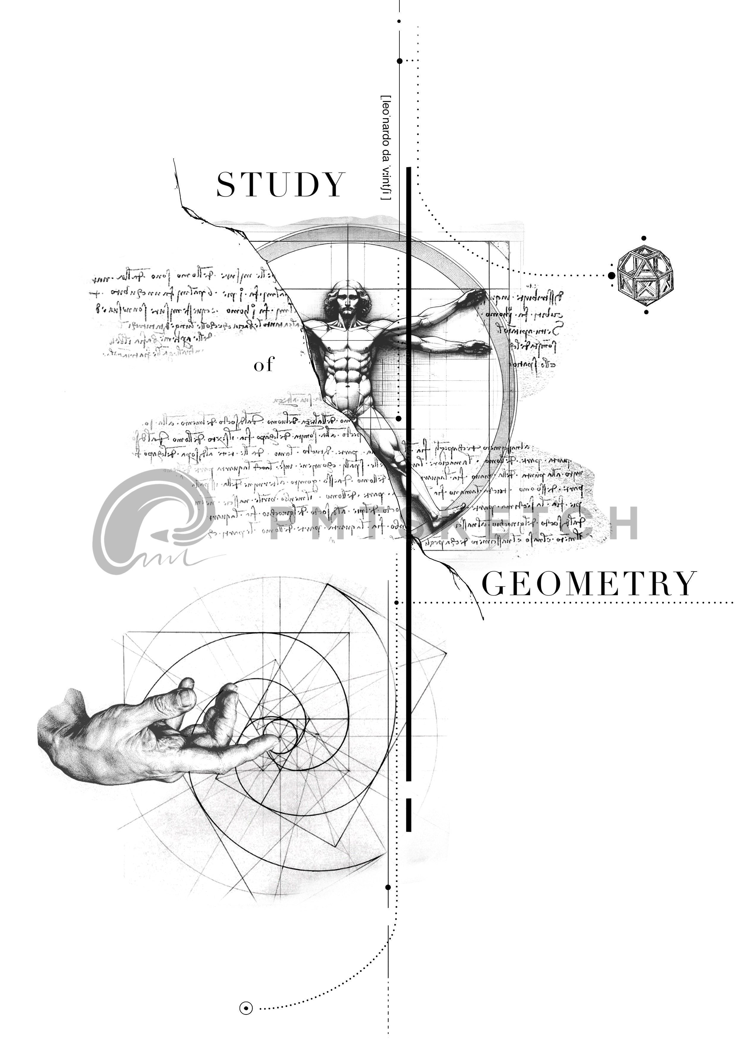 Concept Design Nr. 132: Leonardo da Vinci Tattoo – Vitruvianischer Mensch & Geometrie