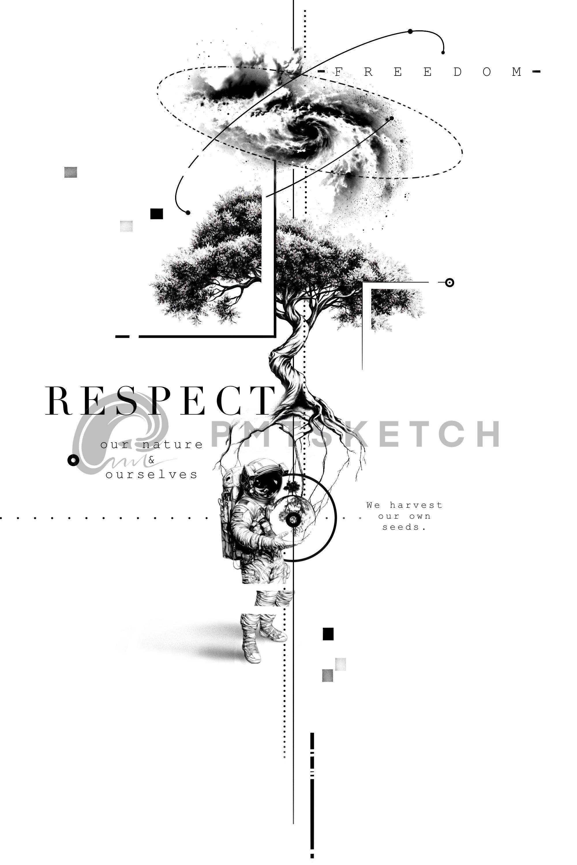 Modèle de tatouage conceptuel 1/1 n° 172 / RESPECT