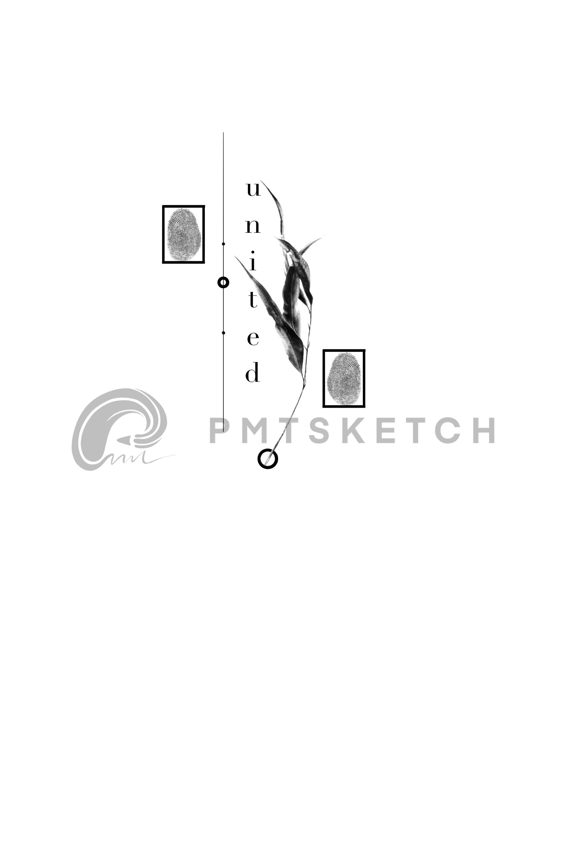 united / Family Fingerprint Tattoo Design