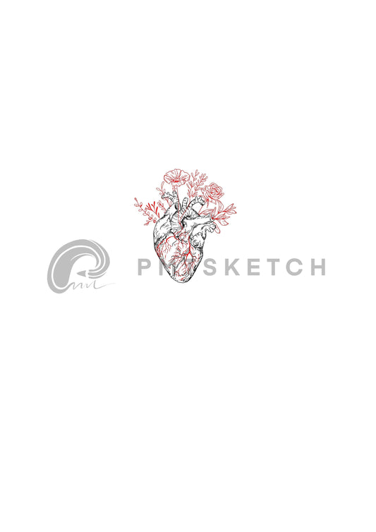 Anatomical Heart / Red Flowers