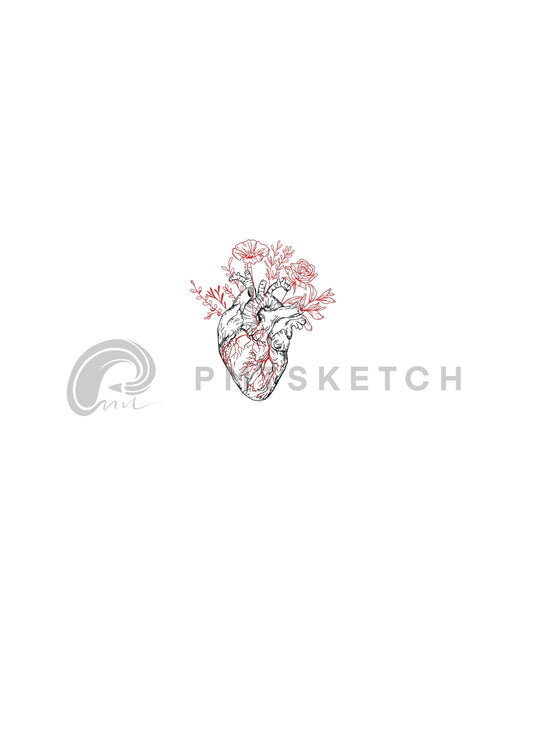 Anatomical Heart / Red Flowers