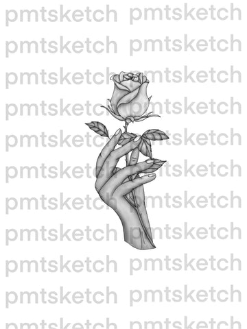 Shaded Hand with Rose