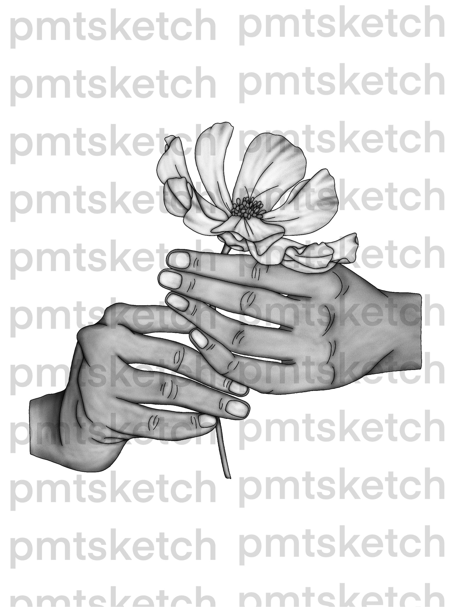 Shaded Hand with Flower