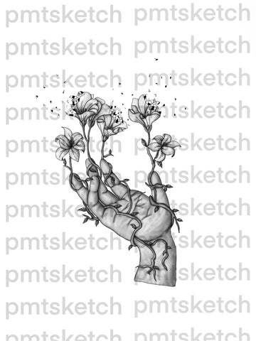 Shaded Hand / Flowers / Vines