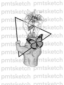Shaded Hand / Lightbulb / Butterfly / Flower