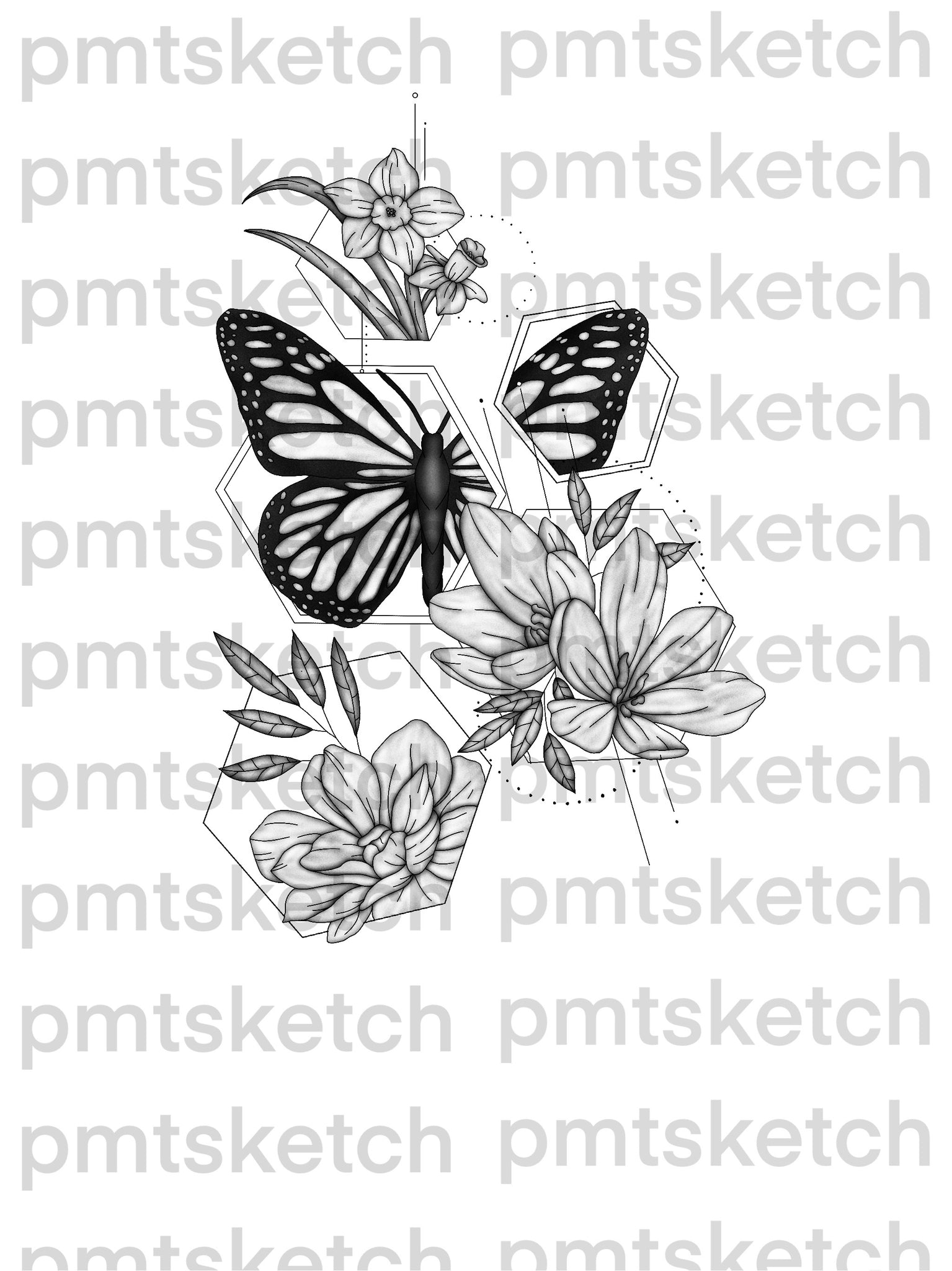 Shaded abstract Butterfly / Flowers
