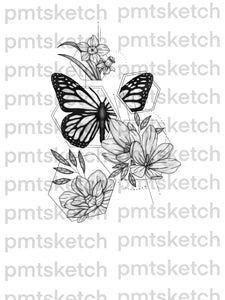Shaded abstract Butterfly / Flowers