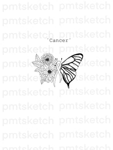 Cancer / Butterfly / Flowers