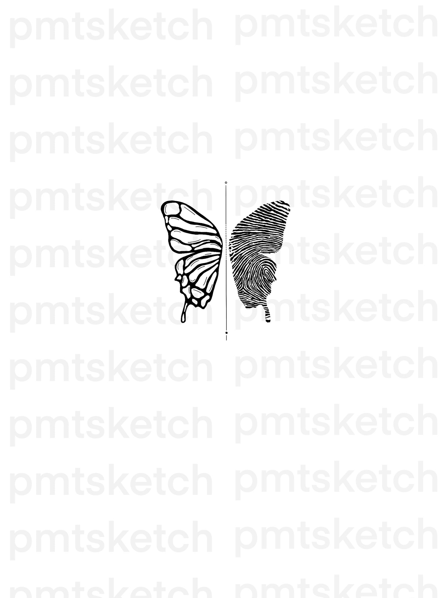 Fingerprint hand drawn butterfly Royalty Free Vector Image