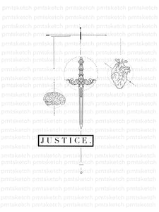Police / Justice / Brain / Heart / Sword