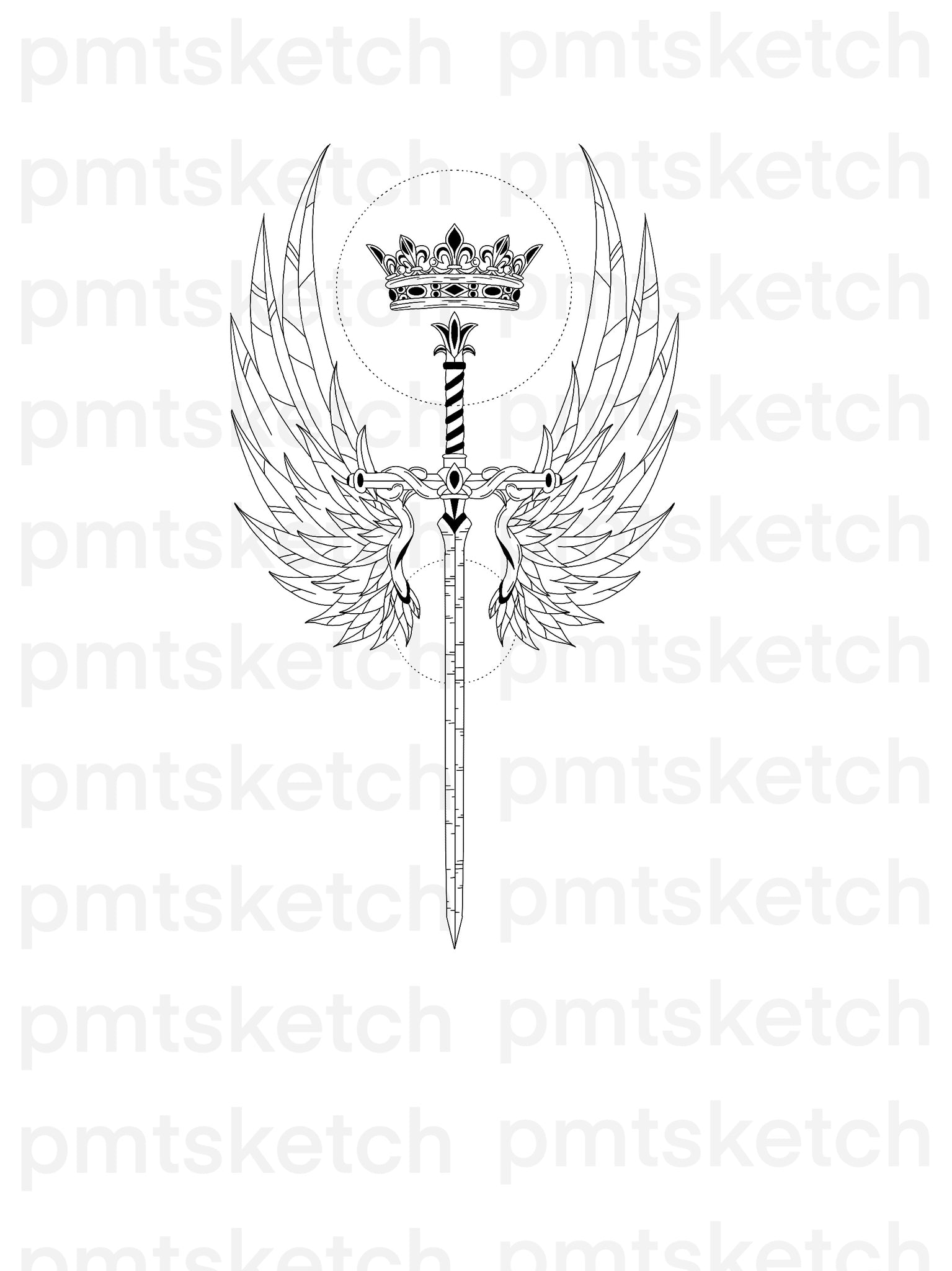 Dark mystical wings tattoo idea | TattoosAI