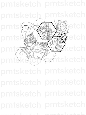 Hexagons / Astronaut / Flowers / Planets