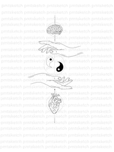 Hands / Heart / Brain / Yin Yang