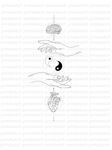 Hands / Heart / Brain / Yin Yang
